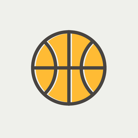 Basketball ball icon thin line for web and mobile, modern minimalistic flat design. Vector icon with dark grey outline and offset colour on light grey background.のイラスト素材