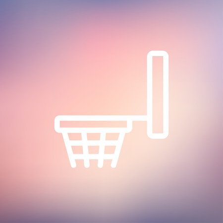 Basketball hoop icon thin line for web and mobile, modern minimalistic flat design. Vector white icon on gradient mesh background.のイラスト素材