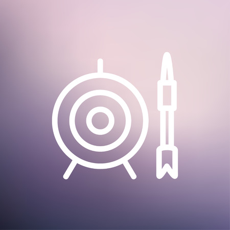 Target and arrow icon thin line for web and mobile, modern minimalistic flat design. Vector white icon on gradient mesh background.のイラスト素材