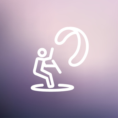 Skydiving icon thin line for web and mobile, modern minimalistic flat design. Vector white icon on gradient mesh background.のイラスト素材