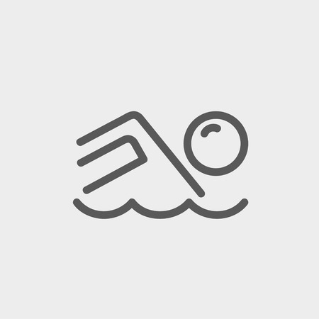 Beach wave icon thin line for web and mobile, modern minimalistic flat design. Vector dark grey icon on light grey background.のイラスト素材