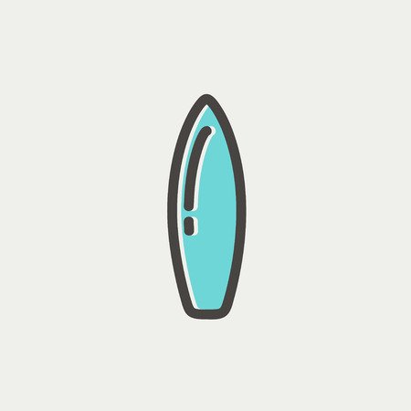 Surfboard icon thin line for web and mobile, modern minimalistic flat design. Vector icon with dark grey outline and offset colour on light grey background.のイラスト素材
