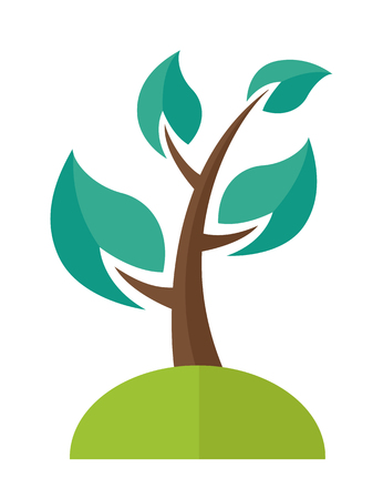A green ecology Tree. A Contemporary style. Vector flat design illustration isolated white background. Vertical layoutのイラスト素材