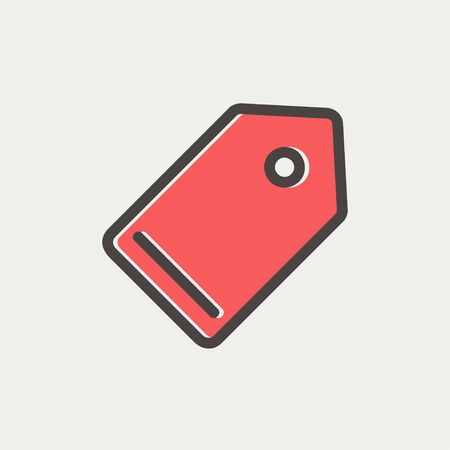 Empty tag icon thin line for web and mobile, modern minimalistic flat design. Vector icon with dark grey outline and offset colour on light grey background.のイラスト素材