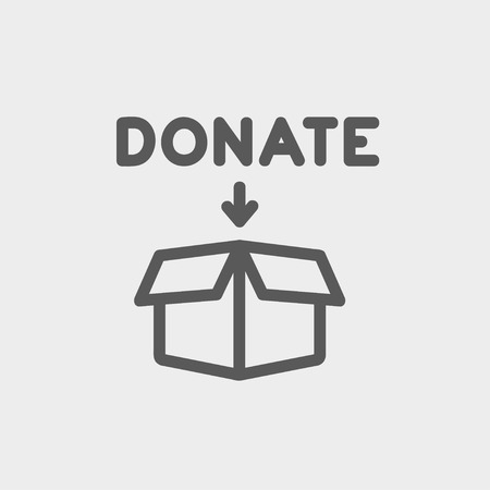 Donation box icon thin line for web and mobile, modern minimalistic flat design. Vector dark grey icon on light grey background.のイラスト素材
