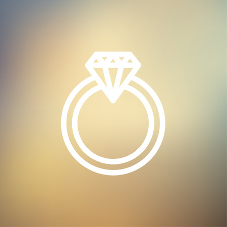 Diamond ring icon thin line for web and mobile, modern minimalistic flat design. Vector white icon on gradient mesh background.のイラスト素材