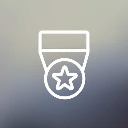 One star medal icon thin line for web and mobile, modern minimalistic flat design. Vector white icon on gradient mesh background.のイラスト素材