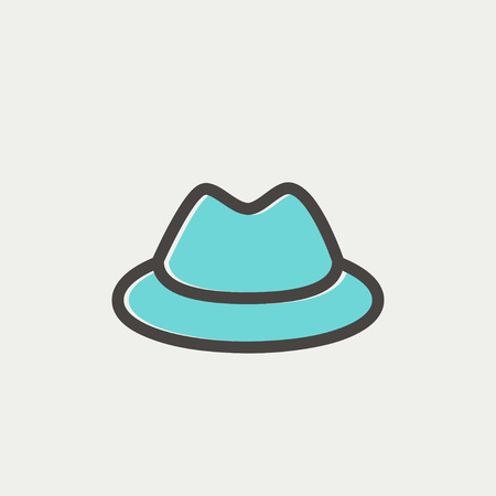 Classic hat icon thin line for web and mobile, modern minimalistic flat design. Vector icon with dark grey outline and offset colour on light grey background.のイラスト素材