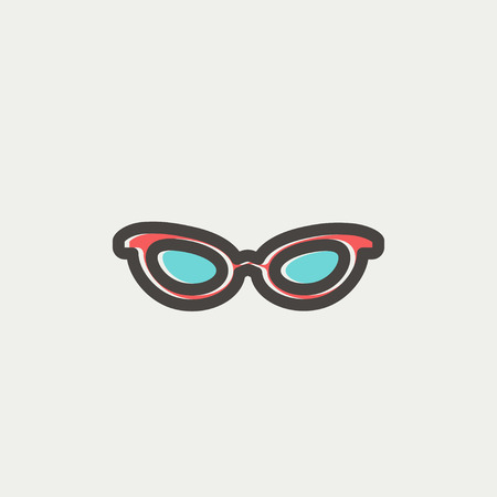 Retro cat eyeglasses icon thin line for web and mobile, modern minimalistic flat design. Vector icon with dark grey outline and offset colour on light grey background.のイラスト素材