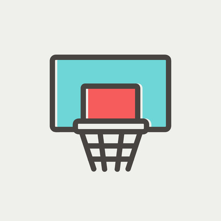Basketball hoop icon thin line for web and mobile, modern minimalistic flat design. Vector icon with dark grey outline and offset colour on light grey background.のイラスト素材