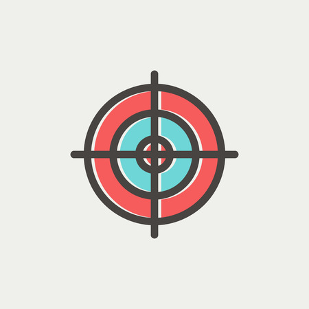 Crosshair target icon thin line for web and mobile, modern minimalistic flat design. Vector icon with dark grey outline and offset colour on light grey background.のイラスト素材