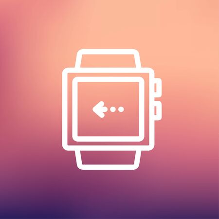 Smart watch icon thin line for web and mobile, modern minimalistic flat design. Vector white icon on gradient mesh background.のイラスト素材