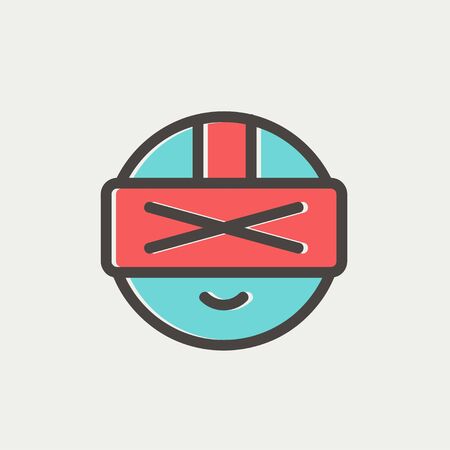 Futuristic headset icon thin line for web and mobile, modern minimalistic flat design. Vector icon with dark grey outline and offset colour on light grey background.のイラスト素材