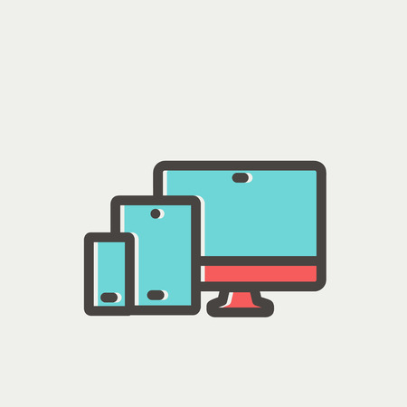 Wireless gadget icon thin line for web and mobile, modern minimalistic flat design. Vector icon with dark grey outline and offset colour on light grey background.のイラスト素材