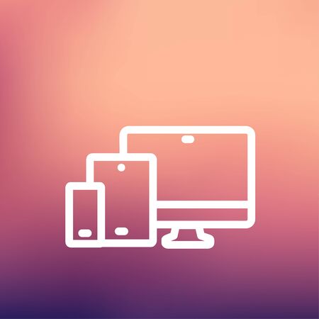 Wireless gadget icon thin line for web and mobile, modern minimalistic flat design. Vector white icon on gradient mesh background.のイラスト素材