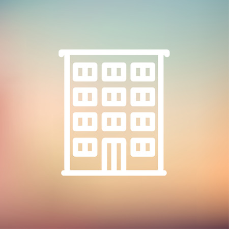 Hotel icon thin line for web and mobile, modern minimalistic flat design. Vector white icon on gradient mesh background.のイラスト素材