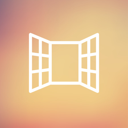 Open windows icon thin line for web and mobile, modern minimalistic flat design. Vector white icon on gradient mesh background.のイラスト素材