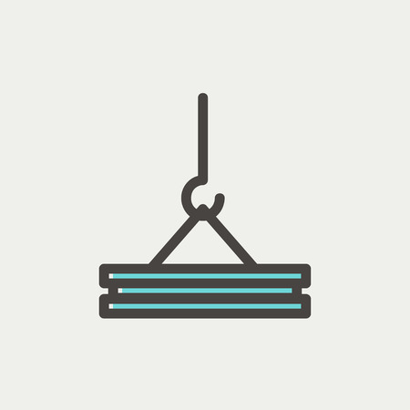 Crane icon thin line for web and mobile, modern minimalistic flat design. Vector icon with dark grey outline and offset colour on light grey background.のイラスト素材