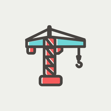 Crane machine icon thin line for web and mobile, modern minimalistic flat design. Vector icon with dark grey outline and offset colour on light grey background.のイラスト素材