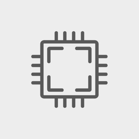 CPU icon thin line for web and mobile, modern minimalistic flat design. Vector dark grey icon on light grey background.のイラスト素材