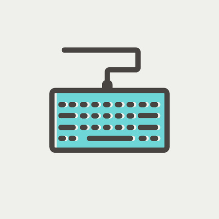 Keyboard icon thin line for web and mobile, modern minimalistic flat design. Vector icon with dark grey outline and offset colour on light grey background.のイラスト素材