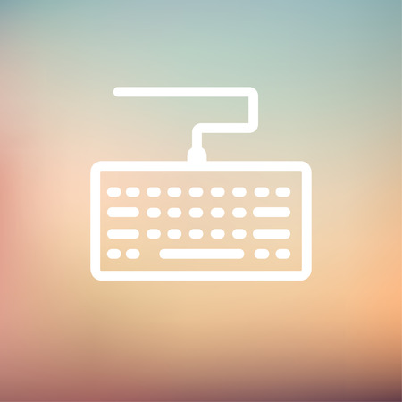 Keyboard icon thin line for web and mobile, modern minimalistic flat design. Vector white icon on gradient mesh background.のイラスト素材