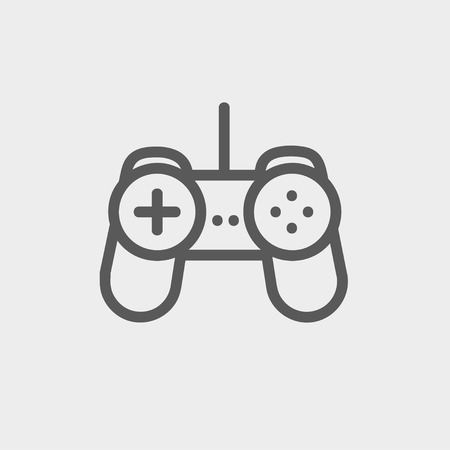 Joystick icon thin line for web and mobile, modern minimalistic flat design. Vector dark grey icon on light grey background.のイラスト素材