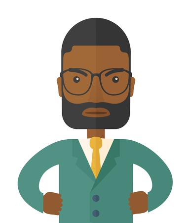 A very angry boss. Deadline and work Relationships business concept. A Contemporary style. Vector flat design illustration isolated white background. Vertical layout.のイラスト素材