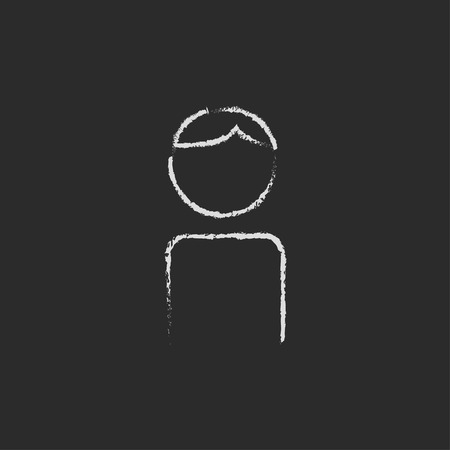 Man hand drawn in chalk on a blackboard vector white icon on a black backgroundのイラスト素材