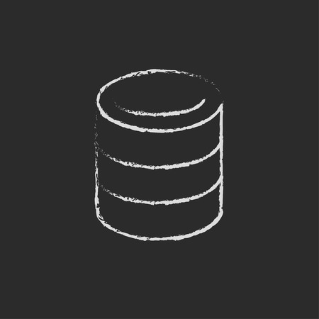 Computer server drawn in chalk Headphone with microphone hand drawn in chalk on a blackboard vector white icon on a black backgroundのイラスト素材