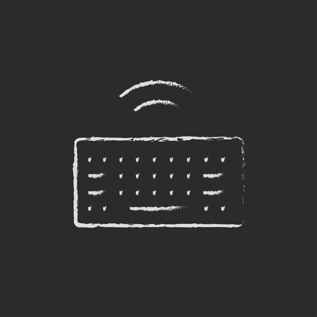 Wifi button in keyboard hand drawn in chalk on a blackboard vector white icon on a black backgroundのイラスト素材