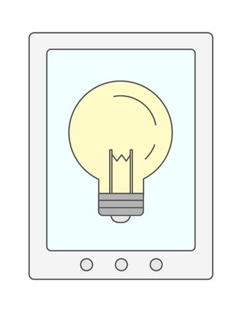 A bulb in cellphone. A Contemporary style. Vector flat design illustration isolated white background. Vertical layoutのイラスト素材