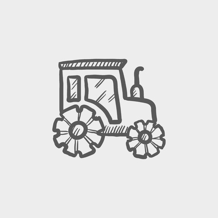 Offroad car sketch icon for web and mobile. Hand drawn vector dark grey icon on light grey background.のイラスト素材