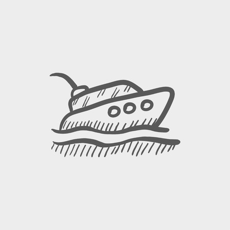 Yacht sketch icon for web and mobile. Hand drawn vector dark grey icon on light grey background.のイラスト素材