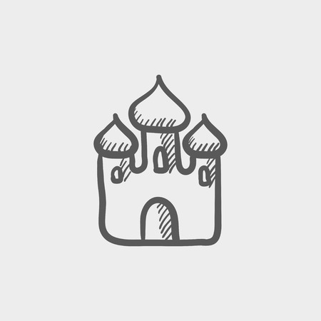 Saint basil cathedral sketch icon for web and mobile. Hand drawn vector dark grey icon on light grey background.のイラスト素材