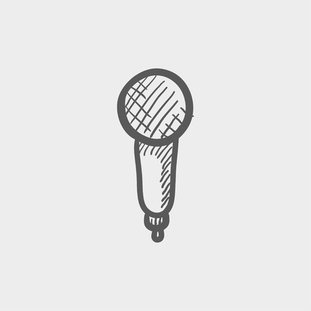 New microphone sketch icon for web and mobile. Hand drawn vector dark grey icon on light grey background.のイラスト素材