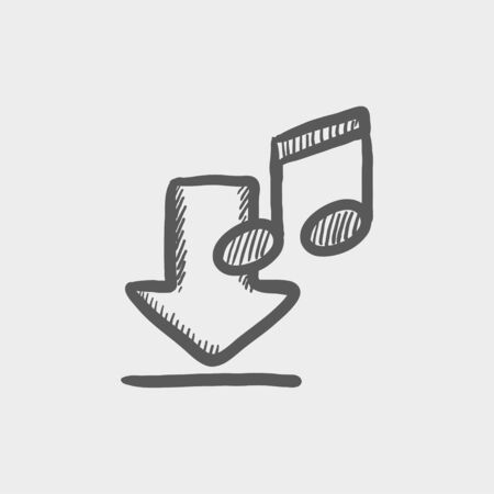 Download music sketch icon for web and mobile. Hand drawn vector dark grey icon on light grey background.のイラスト素材