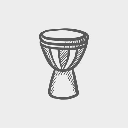 Timpani sketch icon for web and mobile. Hand drawn vector dark grey icon on light grey background.のイラスト素材