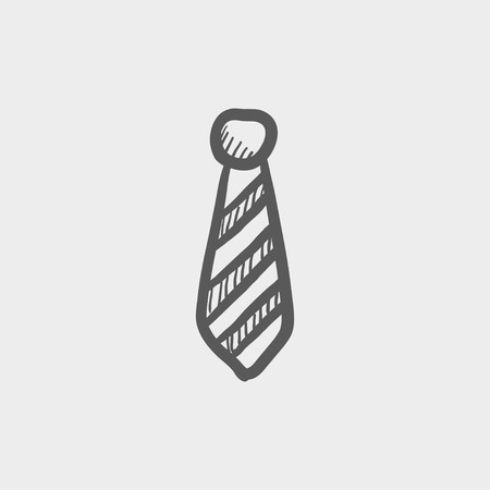 Necktie sketch icon for web and mobile. Hand drawn vector dark grey icon on light grey background.のイラスト素材