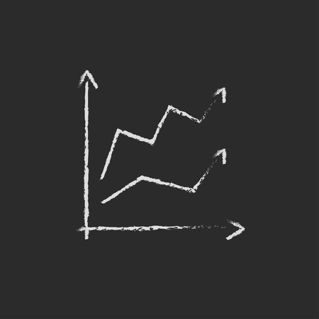 Growth graph hand drawn in chalk on a blackboard vector white icon isolated on a black background.のイラスト素材