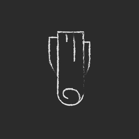 Leek hand drawn in chalk on a blackboard vector white icon isolated on a black background.のイラスト素材