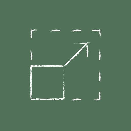 Scalability hand drawn in chalk on a blackboard vector white icon isolated on a green background.のイラスト素材