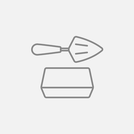 Spatula with brick line icon for web, mobile and infographics. Vector dark grey icon isolated on light grey background.のイラスト素材