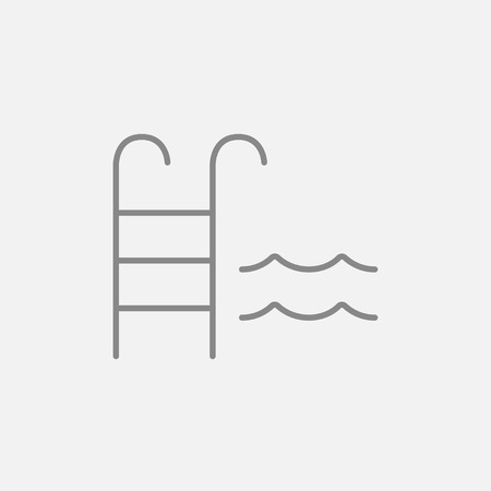 Swimming pool with ladder line icon for web, mobile and infographics. Vector dark grey icon isolated on light grey background.のイラスト素材