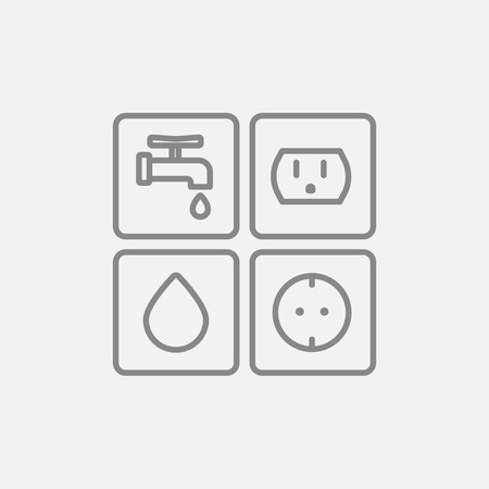 Utilities signs electricity and water line icon for web, mobile and infographics. Vector dark grey icon isolated on light grey background.のイラスト素材