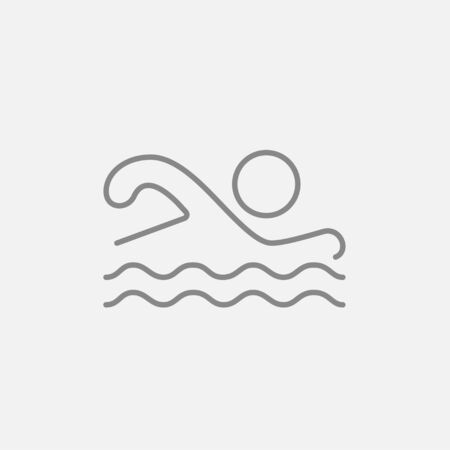 Swimmer line icon for web, mobile and infographics. Vector dark grey icon isolated on light grey background.のイラスト素材
