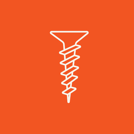 Screw line icon for web, mobile and infographics. Vector white icon isolated on red background.のイラスト素材