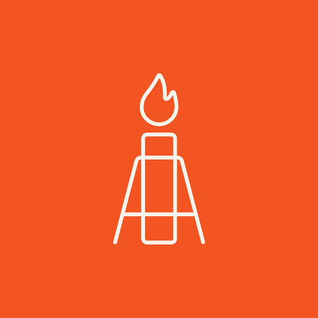 Gas flare line icon for web, mobile and infographics. Vector white icon isolated on red background.のイラスト素材