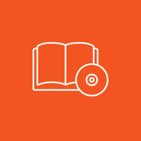 Audiobook and cd disc line icon for web, mobile and infographics. Vector white icon isolated on red background.のイラスト素材