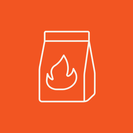 Take-away meals package line icon for web, mobile and infographics. Vector white icon isolated on red background.のイラスト素材